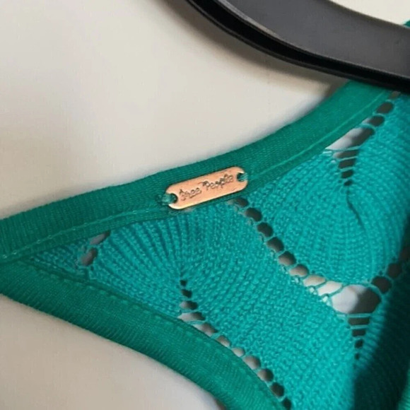 Free People Wild‎ Thing Green Crochet Mini Dress S - Picture 5 of 9
